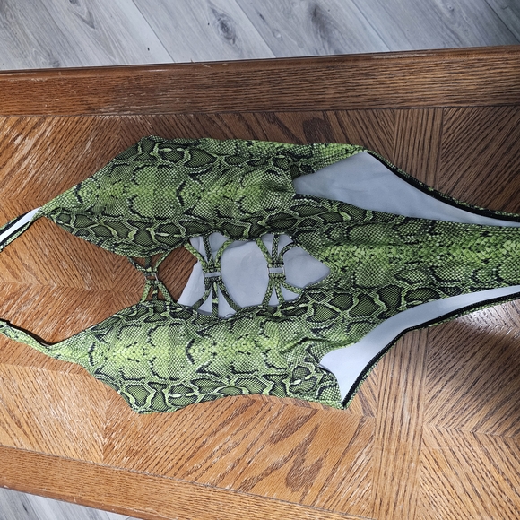 Green Snakeskin One-Piece Swimsuit - Picture 1 of 4